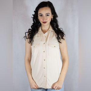 Vintage Honors light tan button up vest size extra small